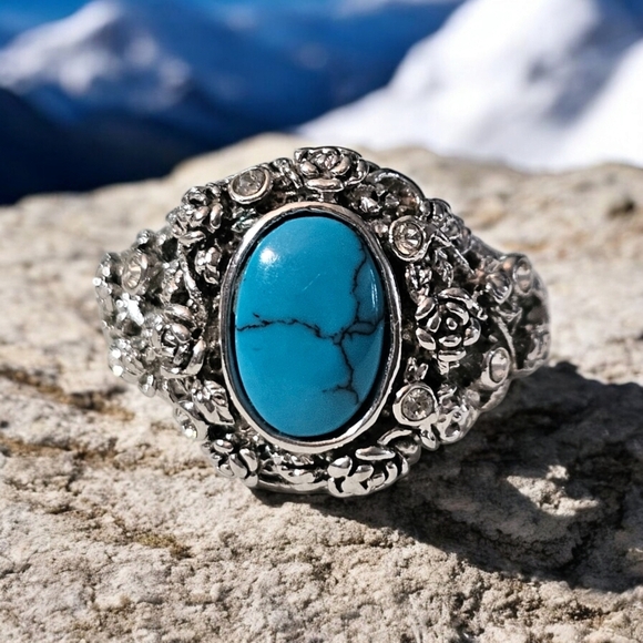 Vintage RSC signed ring, faux turquoise, size 6 - Picture 1 of 6